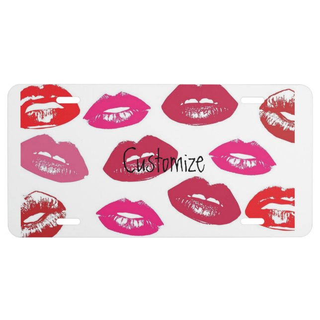 Kissing Red lips Thunder_Cove License Plate (Front)