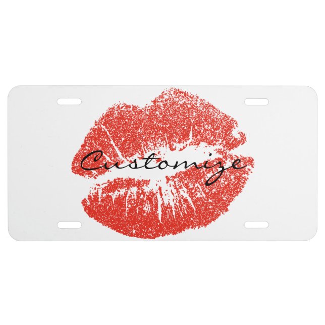 Kissing Red lips Thunder_Cove License Plate (Front)
