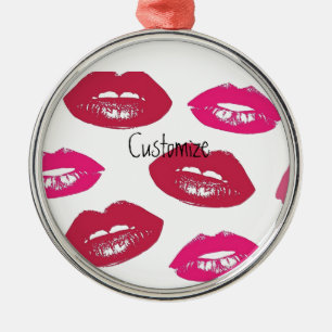 Kissing Red lips Thunder_Cove Metal Ornament