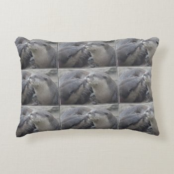 Kissing River Otters Decorative Pillow by WildlifeAnimals at Zazzle
