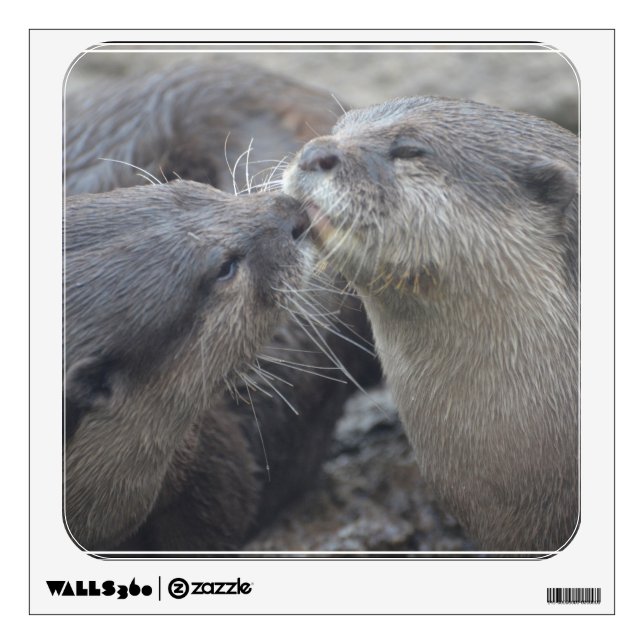 Kissing River Otters Wall Sticker (Front)