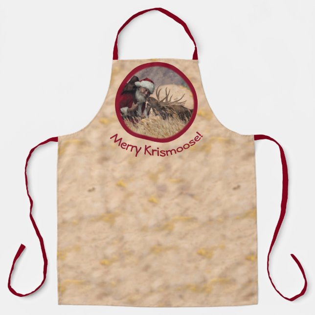 Kissing Santa and Moose Apron (Front)