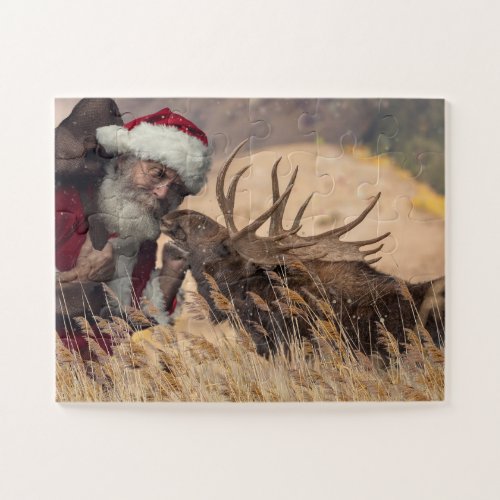 Kissing Santa and Moose Puzzle