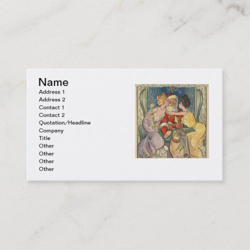 Kissing Santa Claus Vintage Christmas Business Card