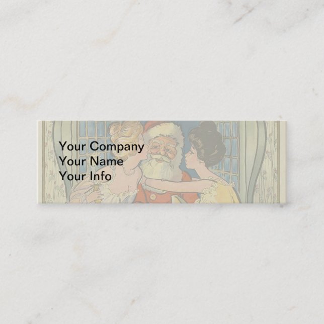 Kissing Santa Claus Vintage Christmas Card (Front)