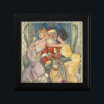 Kissing Santa Claus Vintage Christmas Card Gift Box<br><div class="desc">This funny old image is a vintage Christmas illustration based on an antique magazine cover. This image shows Santa Claus met by two lovely Victorian women who give him a big kiss on the cheeks under the mistletoe. The vintage Christmas image looks lovely for Christmas gifts. The illustrator for Kissing...</div>