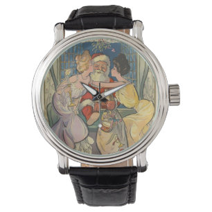 Kissing Santa Claus Vintage Christmas Card Watch