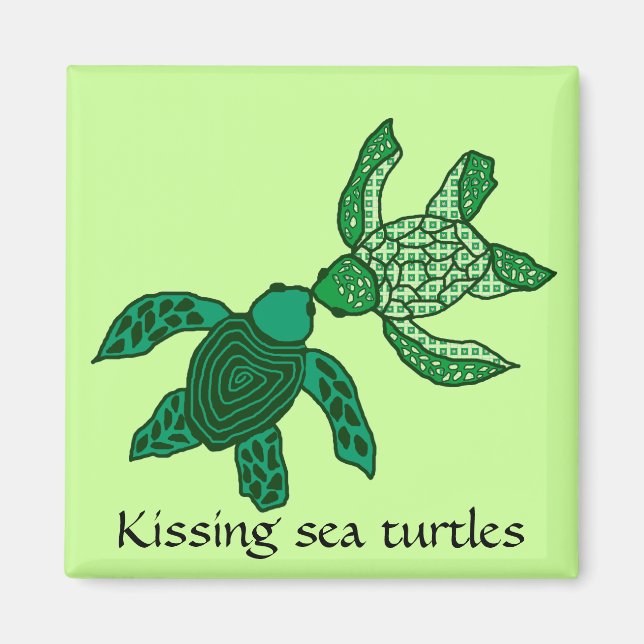 Kissing sea turtles magnet (Front)
