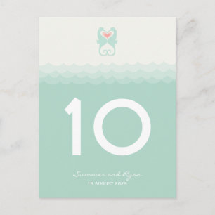 Kissing Seahorses Beach Wedding Table Number