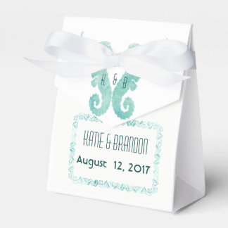 Kissing Seahorses Favor Box in Turquoise