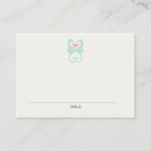 Customizable Kissing Seahorses Hearts Beach Wedding Place Cards Business Cards