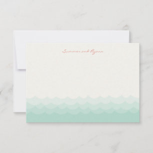 Kissing Seahorses Hearts Beach Wedding Thank You Card
