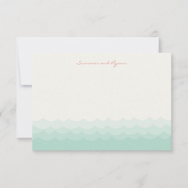 Kissing Seahorses Hearts Beach Wedding Thank You Card (Front)