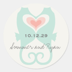 Kissing Seahorses Love Hearts Beach Summer Wedding Classic Round Sticker