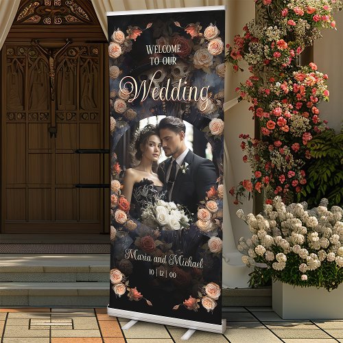 Kissing Skeletons Gothic Wedding Photo Banner
