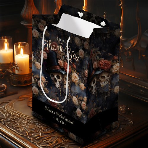 Kissing Skulls Dark Romance Gothic Wedding Medium Gift Bag