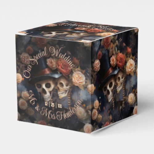 Kissing Skulls Romantic Skeleton Gothic Wedding Favor Boxes