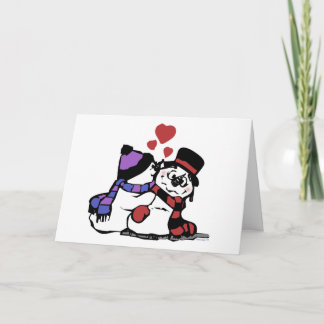 Kissing Snowman Christmas Card