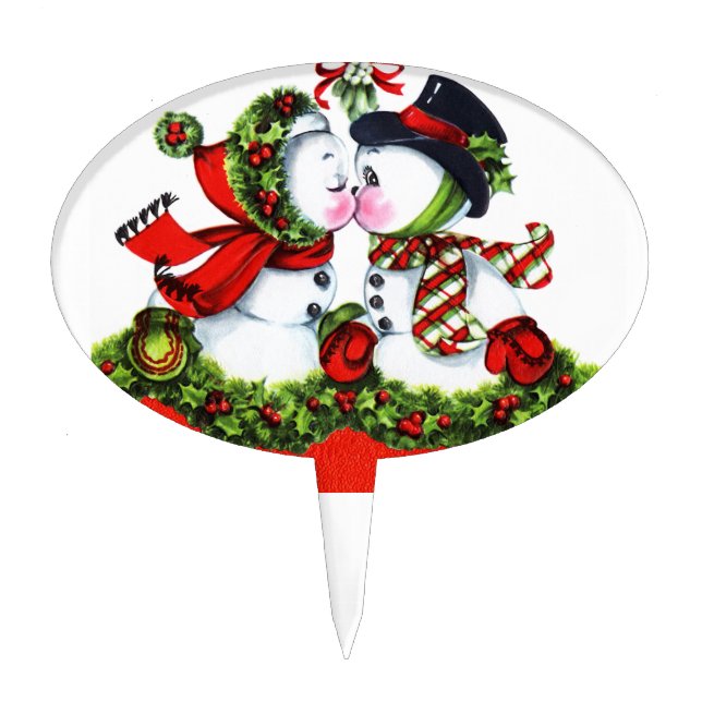 Kissing Snowman Couple Cake Topper (Front)