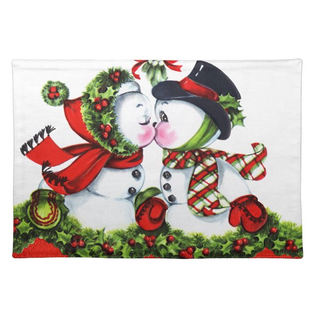Kissing Snowman Couple Placemat (Front)