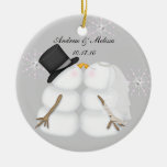Kissing Snowmen Married Our First Christmas Ceramic Ornament at Zazzle