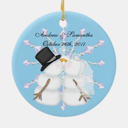 Kissing Snowmen Married Our First Christmas Ceramic Ornament