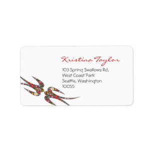 Kissing Swallows Love Birds Spring Flowers Address Label