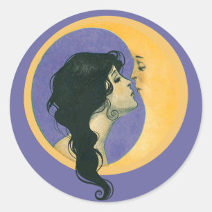 Kissing the Moon Classic Round Sticker