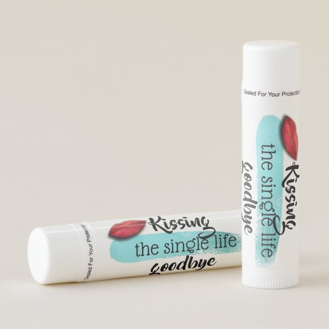 Kissing the single life goodbye red lips party lip balm (Front)