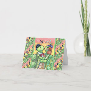 KISSING TURTLE SWEETHEARTS, CUTE TARPON VALENTINE HOLIDAY CARD