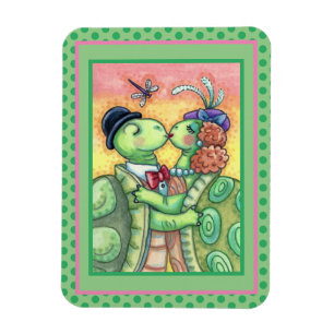 KISSING TURTLE SWEETHEARTS, CUTE TARPON VALENTINE MAGNET