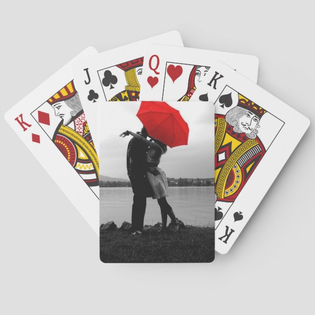 Kissing under an umbrella playing cards (Back)