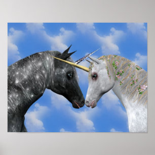 Kissing Unicorns Fantasy Art Poster