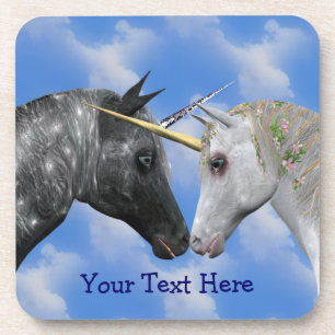 Kissing Unicorns Fantasy Horse Coaster Set