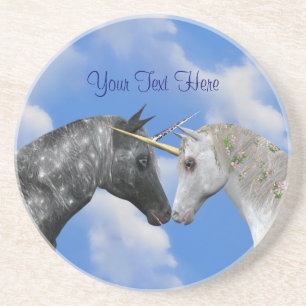 Kissing Unicorns Fantasy Horse Drink Coaster