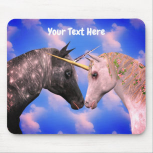 Kissing Unicorns Fantasy Personalized Mouse Pad