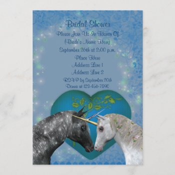 Kissing Unicorns Heart Bridal Shower Invite by SmilinEyesTreasures at Zazzle