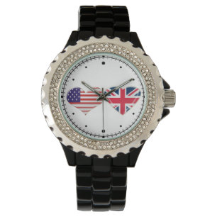 Kissing USA and UK Hearts Flag Watch