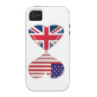 Kissing USA and UK Hearts Flags Art