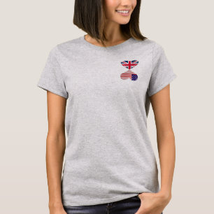 Kissing USA and UK Hearts Flags Art T-Shirt