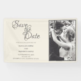 Kissing wedding couple in monochrome banner