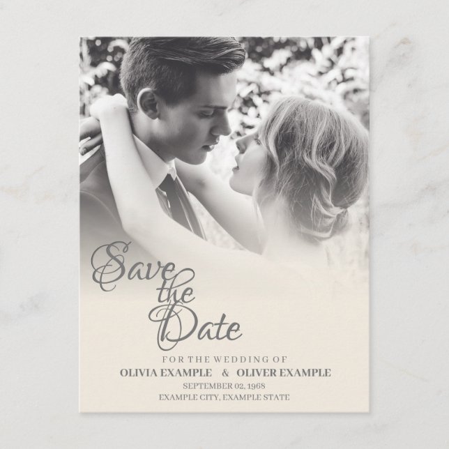 Kissing wedding couple in monochrome enclosure card (Front)