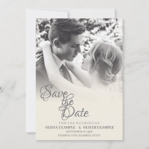 Kissing Wedding Couple in Monochrome Invitation