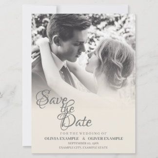 Kissing wedding couple in monochrome invitation
