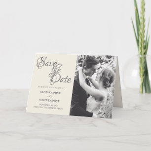 Kissing wedding couple in monochrome letterpress thank you card