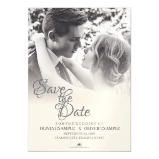 Kissing wedding couple in monochrome magnetic invitation