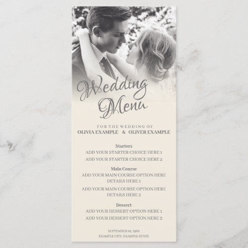 Kissing Wedding Couple in Monochrome Menu