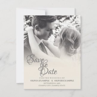 Kissing wedding couple in monochrome note card