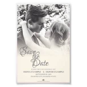 Kissing wedding couple in monochrome photo print