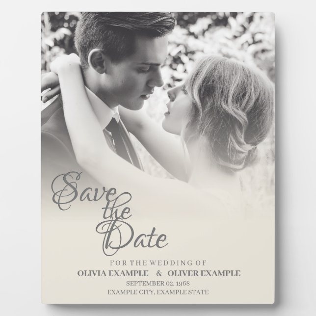 Kissing Wedding Couple in Monochrome Plaque (Front)